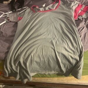 LuLaRoe Gray and Pink Short Sleeve Top